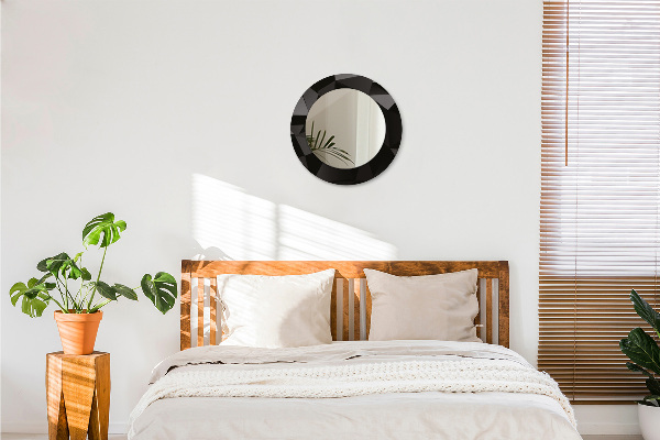 Rund spegel med tryck Abstrakt svart