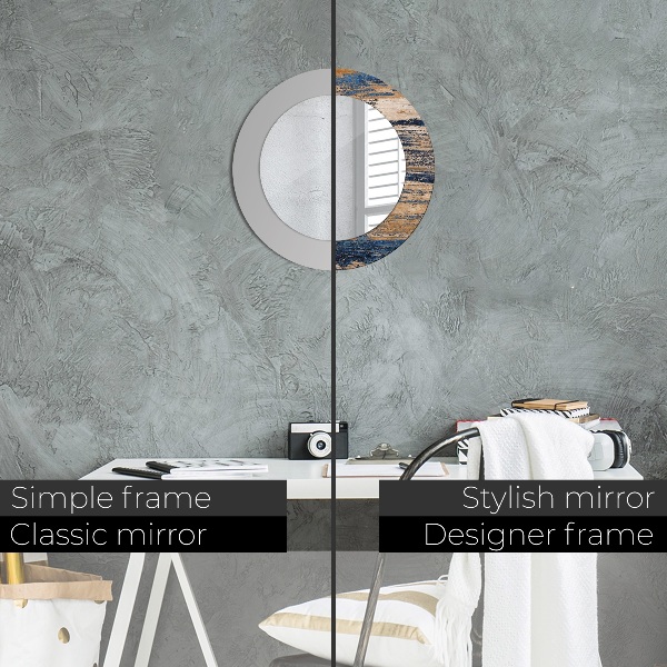 Rund spegel med tryck Abstrakt trä