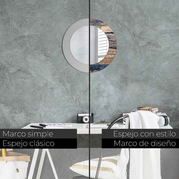 Rund spegel med tryck Abstrakt trä