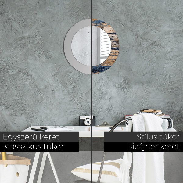 Rund spegel med tryck Abstrakt trä