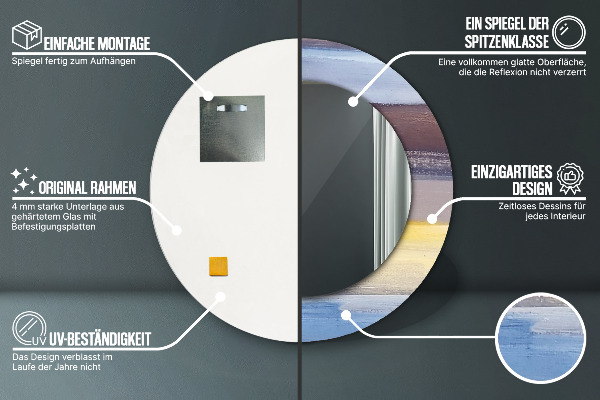 Rund spegel med tryck Abstrakt bild