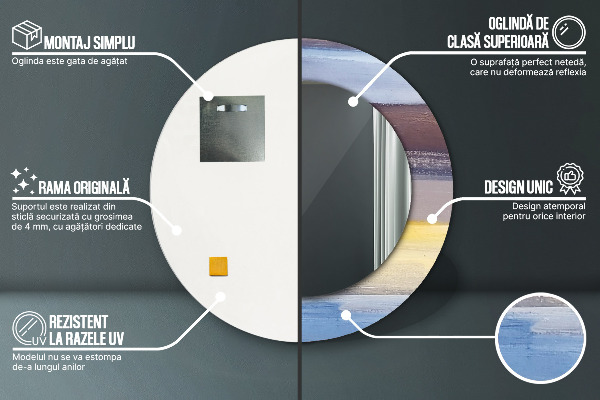 Rund spegel med tryck Abstrakt bild