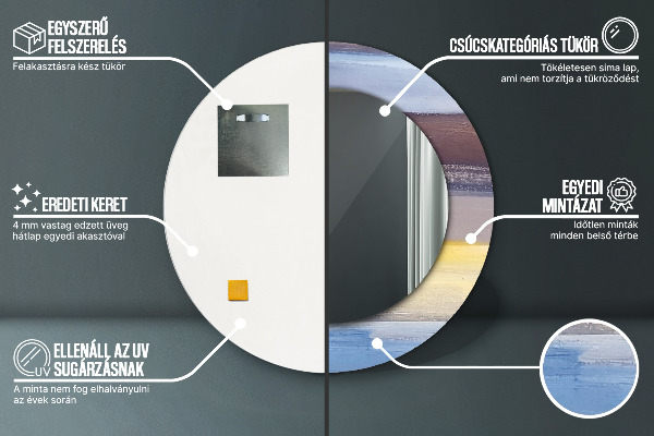 Rund spegel med tryck Abstrakt bild