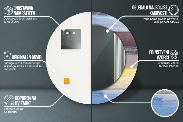 Rund spegel med tryck Abstrakt bild