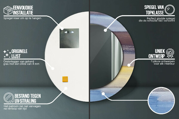 Rund spegel med tryck Abstrakt bild