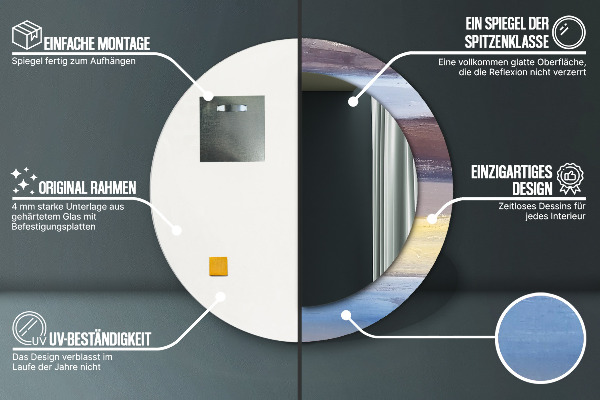 Rund spegel med tryck Abstrakt bild