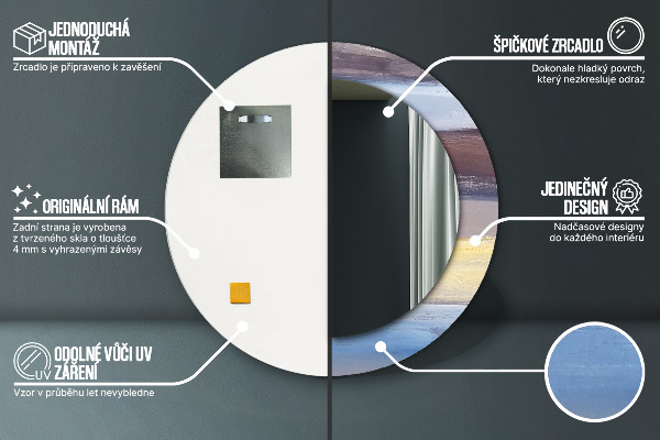 Rund spegel med tryck Abstrakt bild