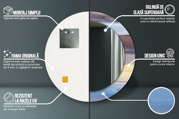 Rund spegel med tryck Abstrakt bild