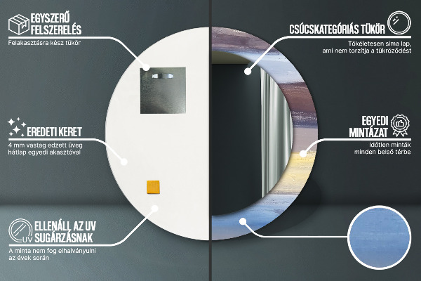 Rund spegel med tryck Abstrakt bild