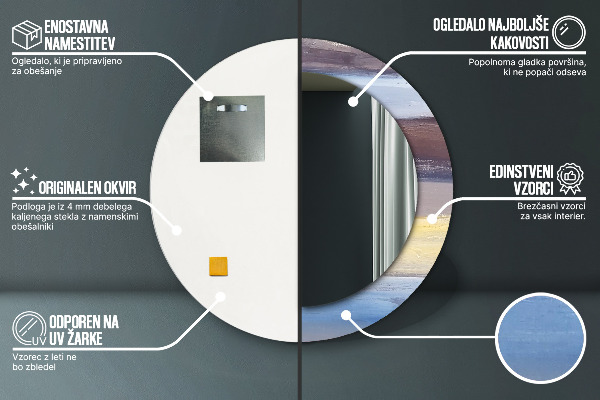 Rund spegel med tryck Abstrakt bild