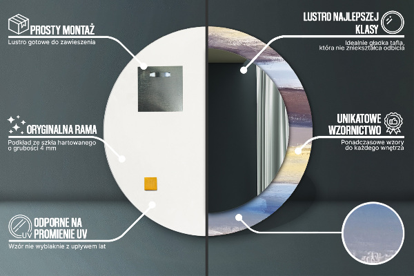 Rund spegel med tryck Abstrakt bild
