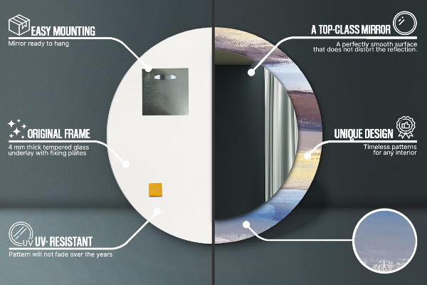 Rund spegel med tryck Abstrakt bild