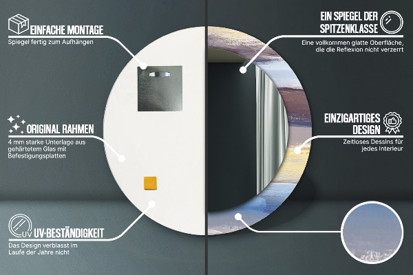Rund spegel med tryck Abstrakt bild