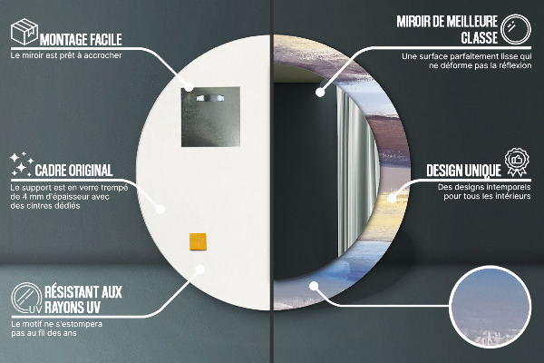 Rund spegel med tryck Abstrakt bild