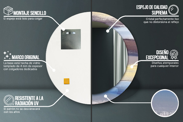 Rund spegel med tryck Abstrakt bild