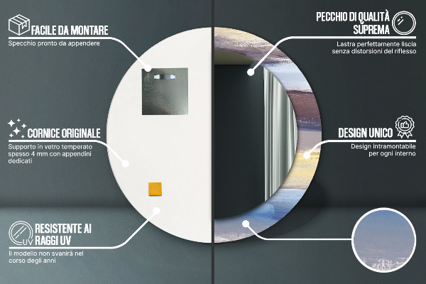Rund spegel med tryck Abstrakt bild