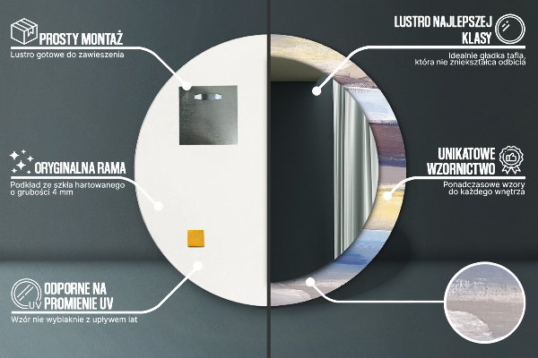 Rund spegel med tryck Abstrakt bild