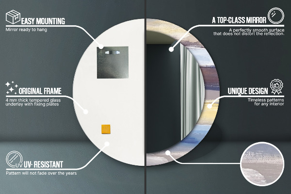 Rund spegel med tryck Abstrakt bild