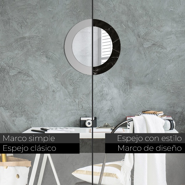 Rund spegel med tryck Marmor sten