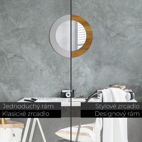 Rund spegel med tryck Rustik ek