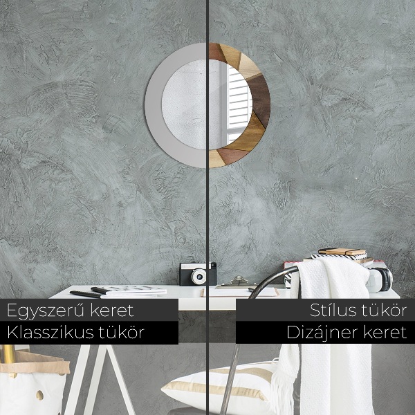 Rund spegel med tryck Geometriskt 3D trä