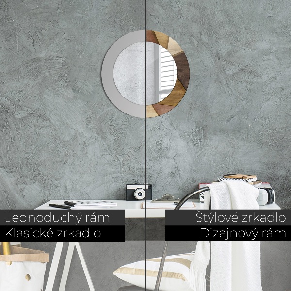 Rund spegel med tryck Geometriskt 3D trä