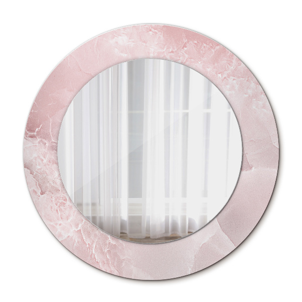 Rund spegel med tryck Rosa sten