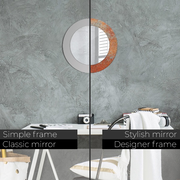 Rund spegel med tryck Rost metall