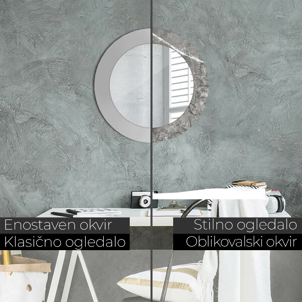 Rund spegel med tryck Rustik marmor