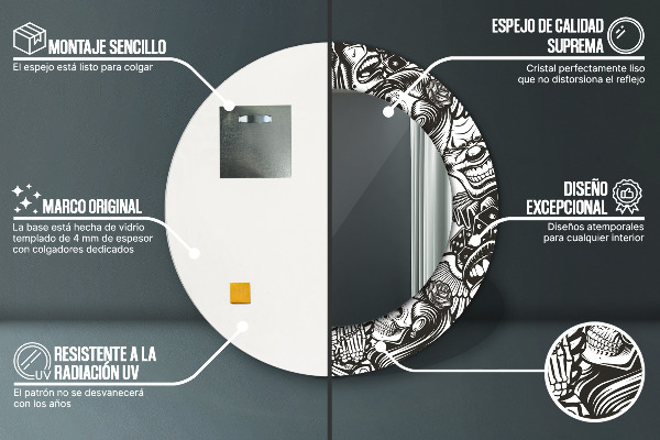 Rund spegel med tryck Abstrakt vätska