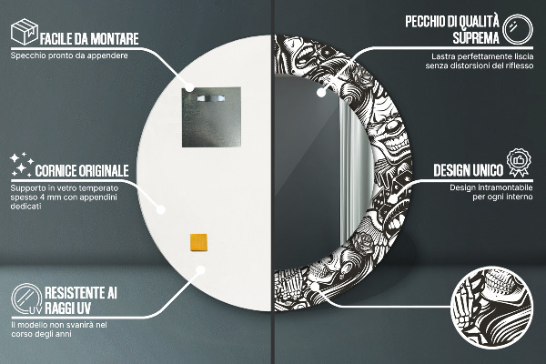 Rund spegel med tryck Abstrakt vätska