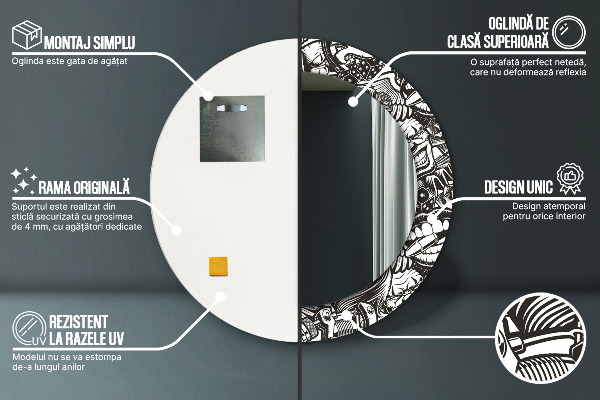 Rund spegel med tryck Abstrakt vätska