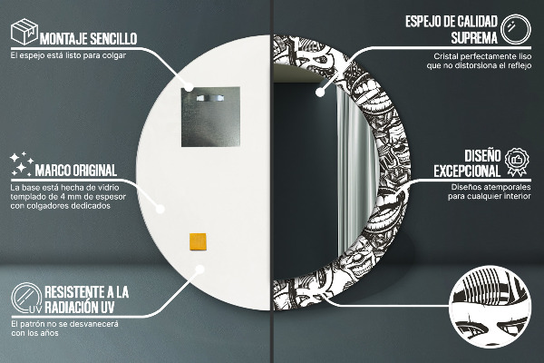 Rund spegel med tryck Abstrakt vätska