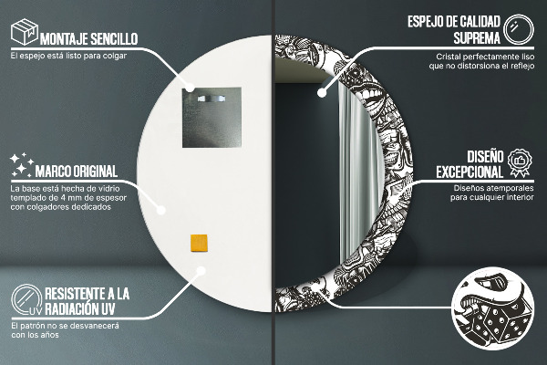 Rund spegel med tryck Abstrakt vätska