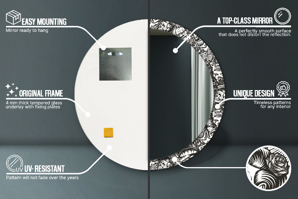 Rund spegel med tryck Abstrakt vätska