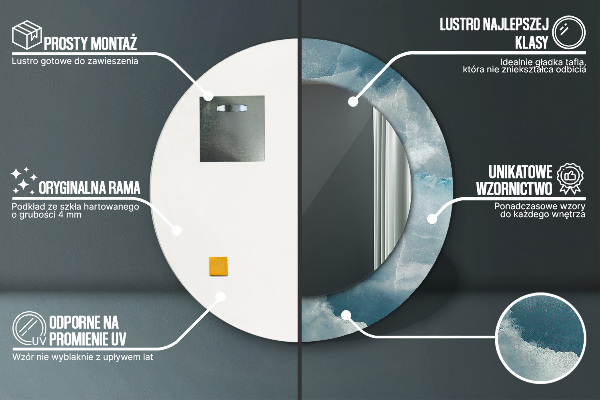 Rund spegel med tryck Blå onyxmarmor
