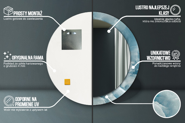 Rund spegel med tryck Blå onyxmarmor