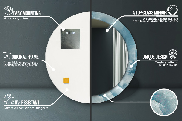 Rund spegel med tryck Blå onyxmarmor