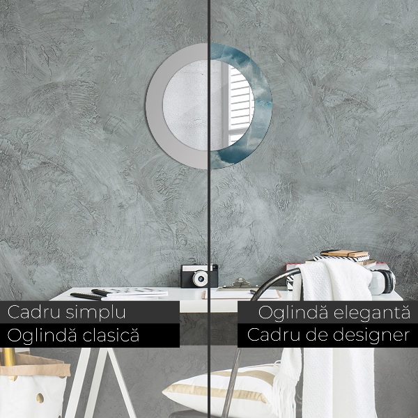 Rund spegel med tryck Blå onyxmarmor