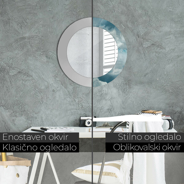 Rund spegel med tryck Blå onyxmarmor