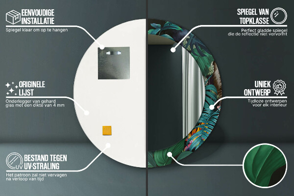 Rund spegel med tryck Skog i djungeln