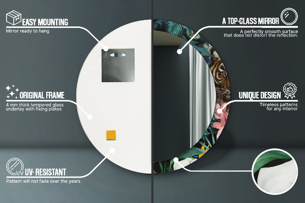 Rund spegel med tryck Skog i djungeln