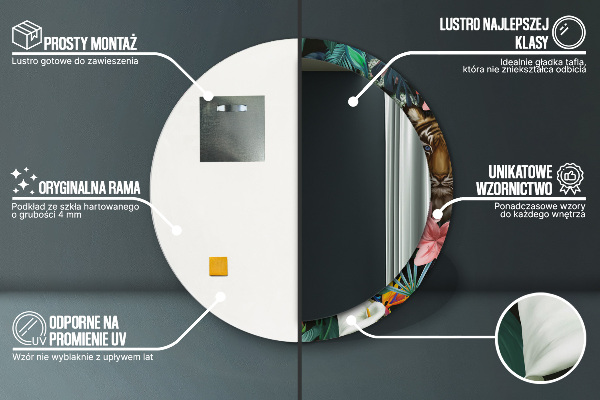 Rund spegel med tryck Skog i djungeln