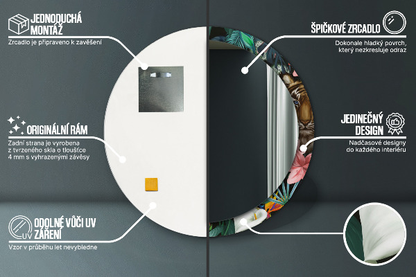 Rund spegel med tryck Skog i djungeln