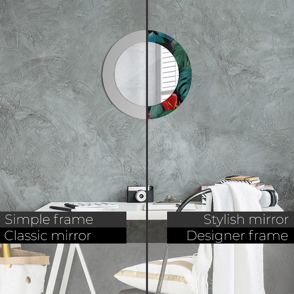 Rund spegel med tryck Skog i djungeln