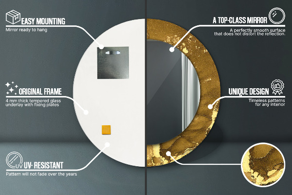 Rund spegel med tryck Metalliska virvlar