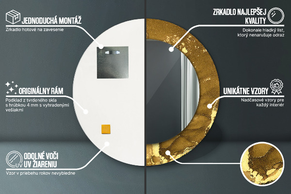 Rund spegel med tryck Metalliska virvlar