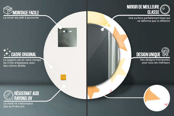 Rund spegel med tryck Pastellstjärnor