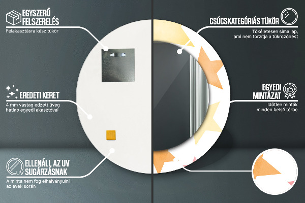 Rund spegel med tryck Pastellstjärnor
