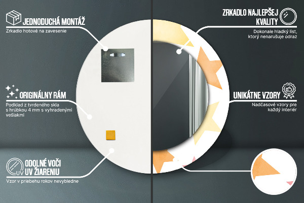 Rund spegel med tryck Pastellstjärnor